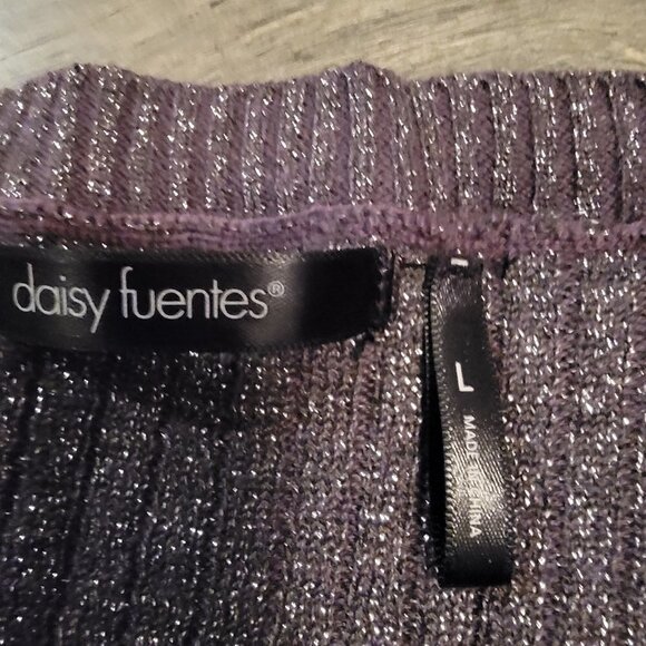 Daisy Fuentes scoop Neck Empire tie waist. Long sleeves - LG. Purple/Silver - Picture 6 of 8